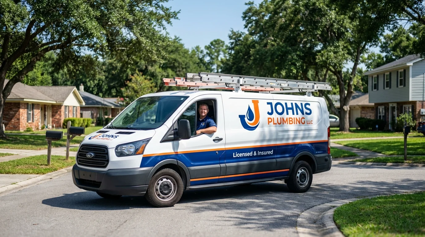 Johns Plumbing LLC service van in Las Piedras, PR