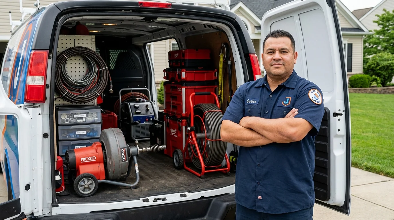 Professional drain cleaning equipment and Johns Plumbing LLC plumber in Las Piedras
