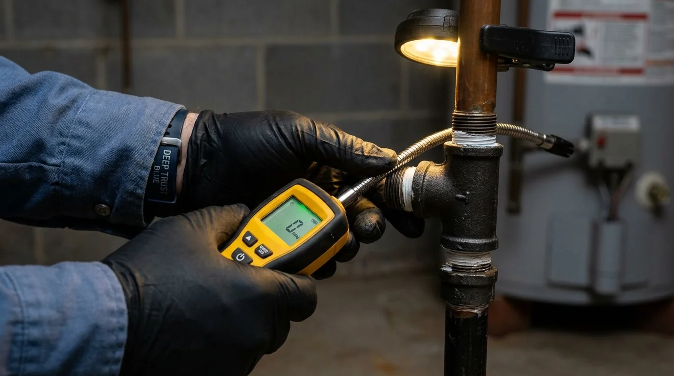 Gas leak detection with electronic sniffer by Johns Plumbing LLC in Las Piedras